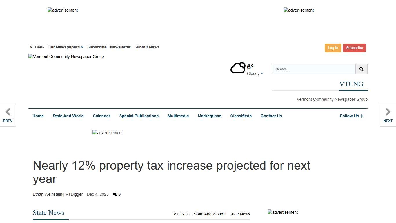Nearly 12% property tax increase projected for next year State News vtcng.com
