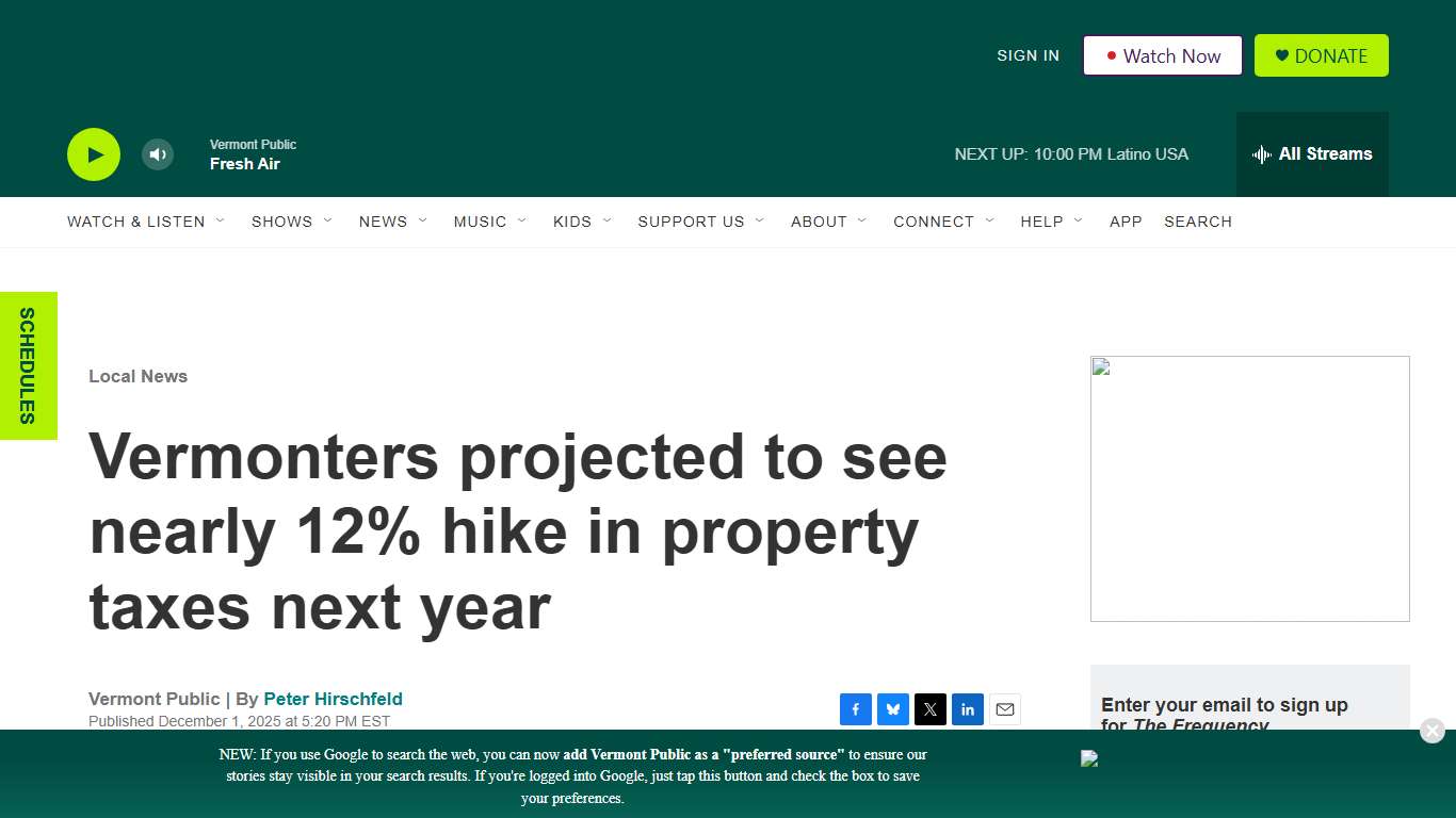 Vermonters projected to see nearly 12% hike in property taxes next year Vermont Public